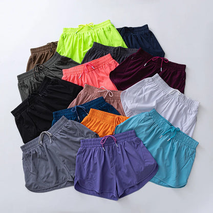 Womens Running Shorts with Mesh Liner Zipper Pockets