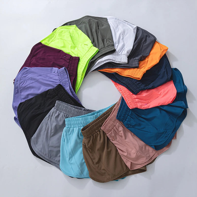 Womens Running Shorts with Mesh Liner Zipper Pockets